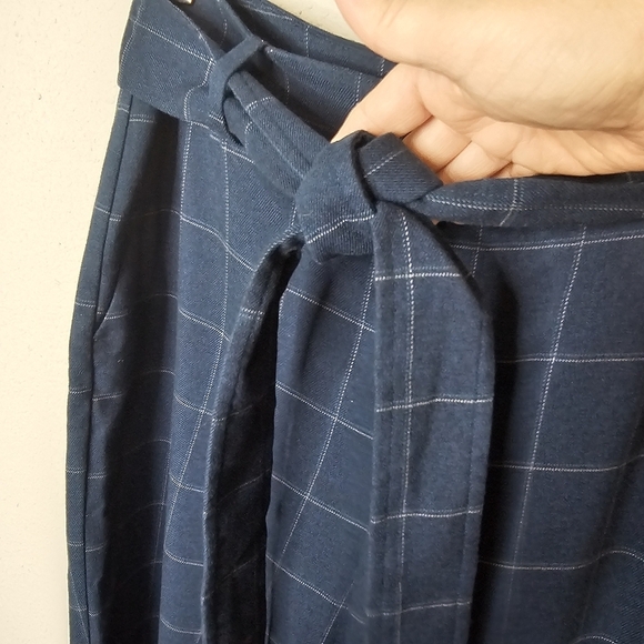 A New Day Womens Plaid Pants Size 6 Blue Plaid Stretch Soft Pockets Career Tie - Picture 4 of 8